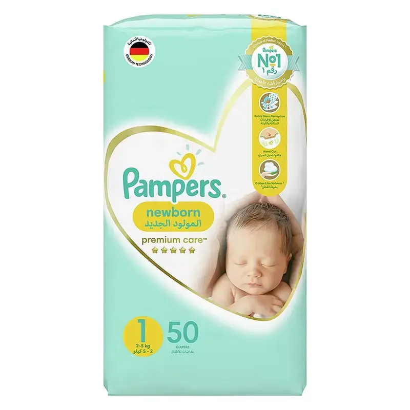Pampers Premium Care Newborn Diapers, Size 1, 2-5Kg, Pack of 50's